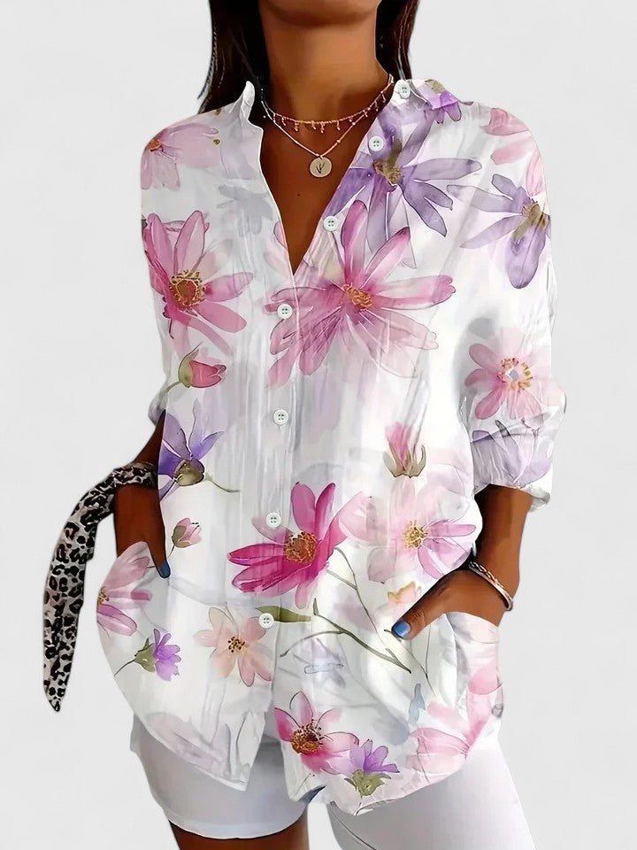 Holly - Vibrant Artistic Button-Up Blouse